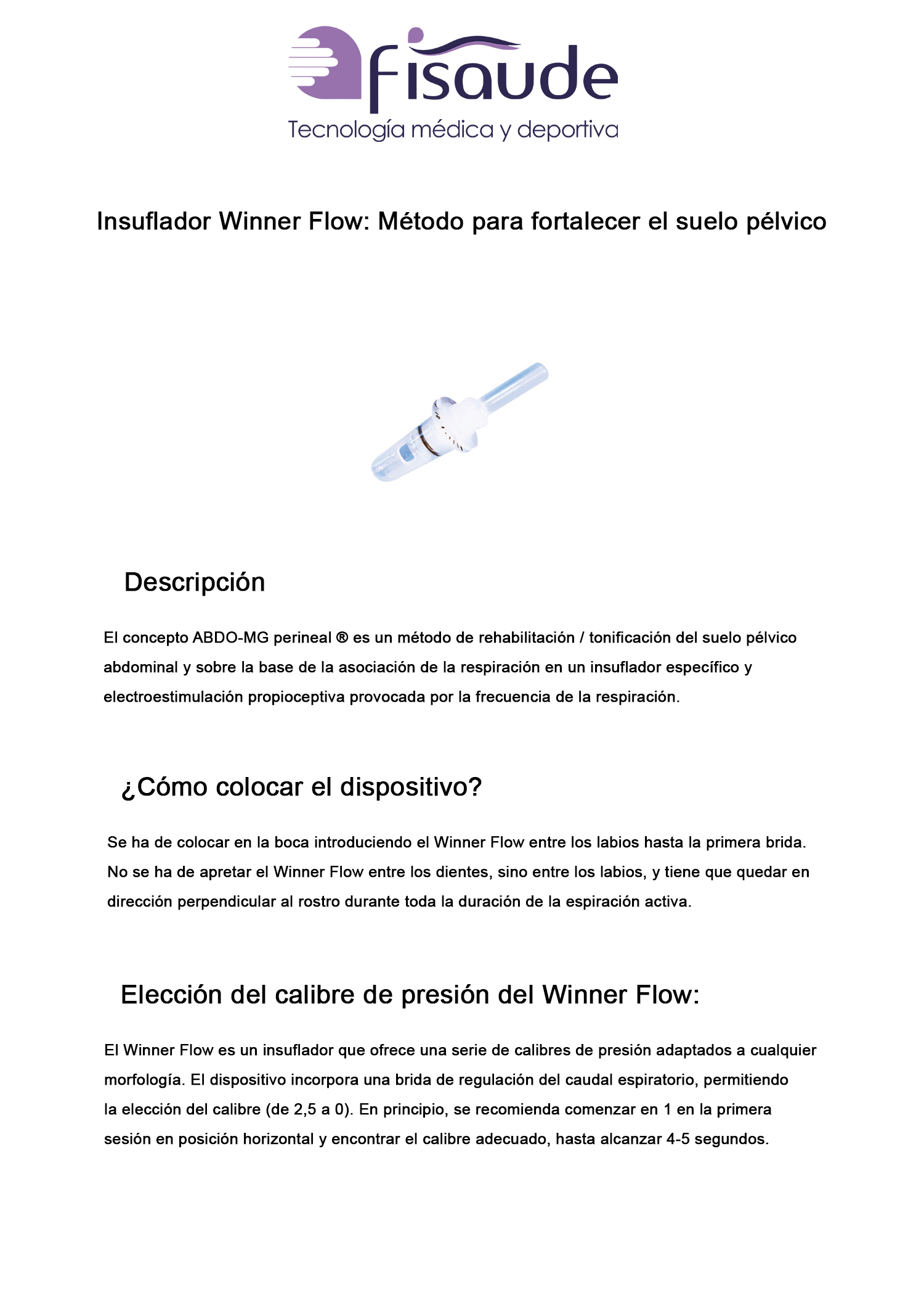 Winner Flow insuflador boquilla respiración reeducación suelo pélvico, Correos Market