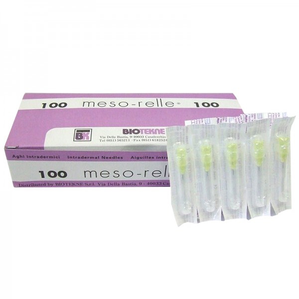 Agujas de Mesoterapia Meso-Relle (caja de 100 unidades): Ideales para introducir fármacos bajo la piel Agujas de Mesoterapia Meso-Relle (caja de 100 unidades): Ideales para introducir fármacos bajo la piel