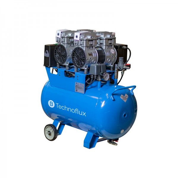 Compresor technoflux de 50 litros y dos cabezales de cuatro cilindros: ideal para equipos de uso ligero Compresor technoflux de 50 litros y dos cabezales de cuatro cilindros: ideal para equipos de uso ligero