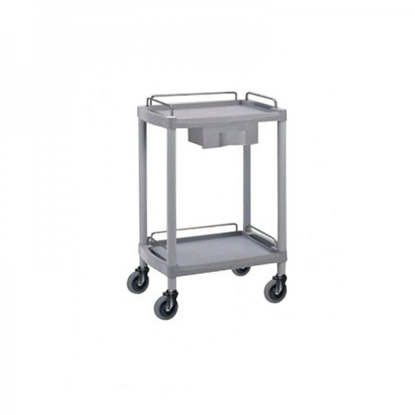 Carrito OK Farma3: con dos estantes y un cajón, barandillas de protección y ruedas de seguridad Carrito OK Farma3: con dos estantes y un cajón, barandillas de protección y ruedas de seguridad