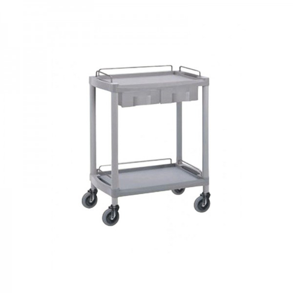 Carrito OK Farma5: con dos estantes y dos cajones, barandillas de protección y ruedas de seguridad Carrito OK Farma5: con dos estantes y dos cajones, barandillas de protección y ruedas de seguridad