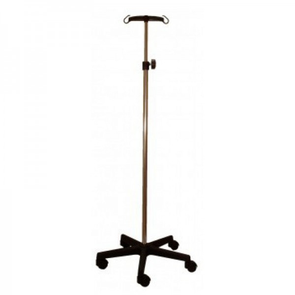 Soporte de suero Kinefis de acero cromado con base y dos colgadores de PVC Soporte de suero Kinefis de acero cromado con base y dos colgadores de PVC