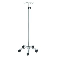 Soporte de suero Kinefis de acero cromado con base de aluminio y cuatro colgadores de acero cromado Soporte de suero Kinefis de acero cromado con base de aluminio y cuatro colgadores de acero cromado