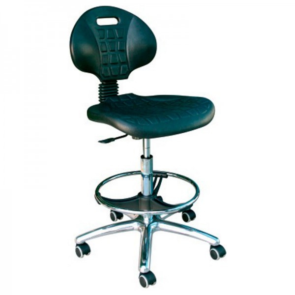 Taburete de poliuretano Kinefis Élite: Con respaldo, aro reposapiés y altura alta de 59 - 84 cm Taburete de poliuretano Kinefis Élite: Con respaldo, aro reposapiés y altura alta de 59 - 84 cm