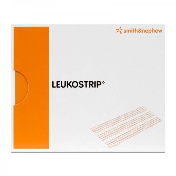 Leukostrip 13 mm x 102 mm: tiras adhesivas porosas para el cierre de heridas (caja de 50 sobres de seis tiras -300 unidades-)
