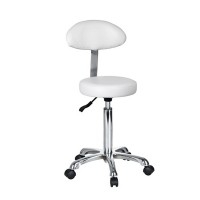 Taburete con respaldo Fast Plus: Diseño ergonómico, base cromada con cinco ruedas y altura regulable Taburete con respaldo Fast Plus: Diseño ergonómico, base cromada con cinco ruedas y altura regulable