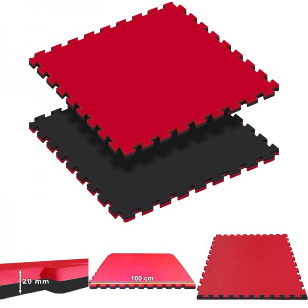 Tatami Puzzle reversible Kinefis color negro - rojo (grosor 20 mm)