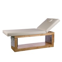 Camilla fija de SPA Occi Wooden Bed: Con dos secciones, estructura de madera natural e inclinación regulable Camilla fija de SPA Occi Wooden Bed: Con dos secciones, estructura de madera natural e inclinación regulable