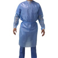 Batas desechables impermeables de 52 gr: EPI categoría III, con puños de algodón y cierre trasero, sin látex (5 unidades) Batas desechables impermeables de 52 gr: EPI categoría III, con puños de algodón y cierre trasero, sin látex (5 unidades)