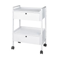 Carrito metálico blanco Easy Plus: Equipado con dos estantes y dos cajones con llave Carrito metálico blanco Easy Plus: Equipado con dos estantes y dos cajones con llave
