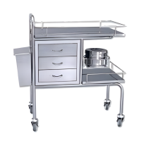 Carro de curas mixto acero cromado, bloque de cajones pintado, entrepaños y cubo de residuos acero inoxidable (80X45X80) Carro de curas mixto acero cromado, bloque de cajones pintado, entrepaños y cubo de residuos acero inoxidable (80X45X80)