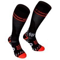 ÚLTIMAS TALLAS - Compressport Full Socks V2 - Calcetín Ultratécnico Alto - Color Negro (talla 1S-1M)
