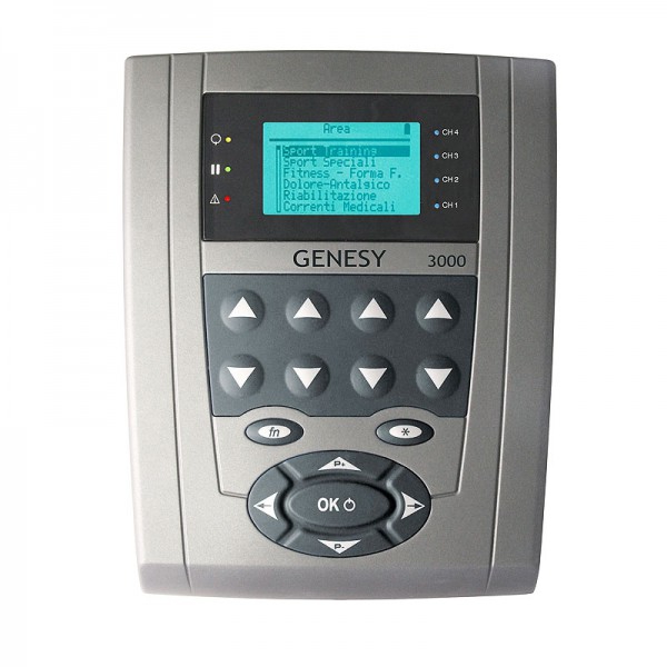 Electroestimulador Genesy 3000 con cuatro canales y 423 programas: ideal para tratamiento del dolor, curación de tejidos y tratamiento de disfunciones neuromusculares