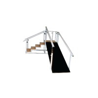 Escalera con cinco escalones de madera: regulable en altura (con o sin rampa)