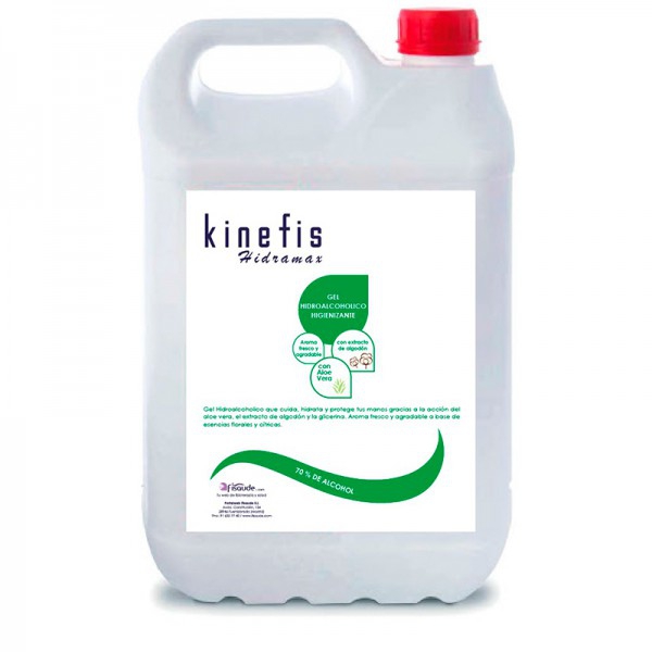 Gel Hidroalcohólico higienizante Perfumado Kinefis Hidramax con aloe vera y extracto de algodón (Garrafa 5Litros)