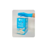 Guantes de nitrilo, sin polvo, estéril: color azul, con certificación 374-5 (caja de 100 unidades) Guantes de nitrilo, sin polvo, estéril: color azul, con certificación 374-5 (caja de 100 unidades)