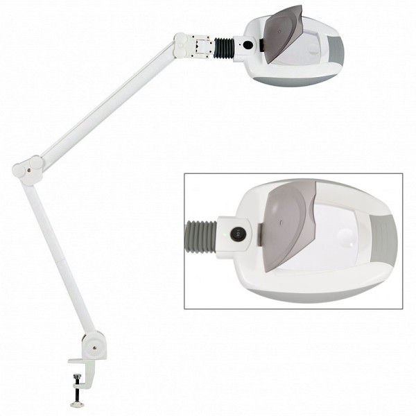 Lámpara lupa LED de luz fría Ampli con tres aumentos (base fijación por mordaza)