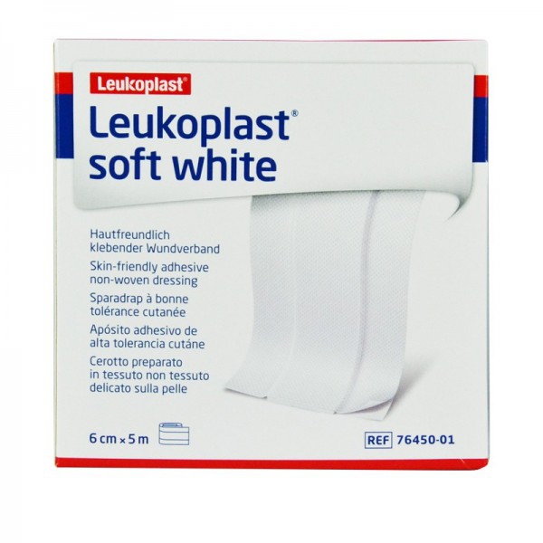 Leukoplast Soft White 6 cm x 5 metros: Strips y tiras de alta tolerancia cutánea (TNT) Leukoplast Soft White 6 cm x 5 metros: Strips y tiras de alta tolerancia cutánea (TNT)