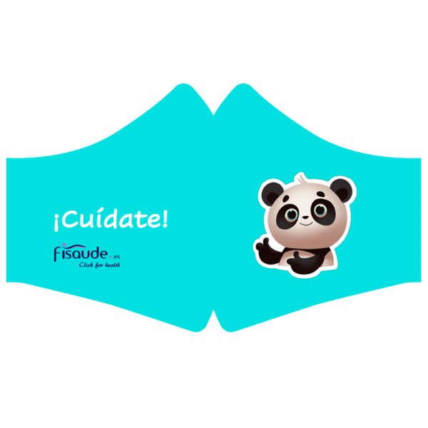 Mascarillas sanitarias de tela lavables y reutilizables con filtros: con serigrafía de osito panda (Talla - Infantil) (Incluye solo un filtro)