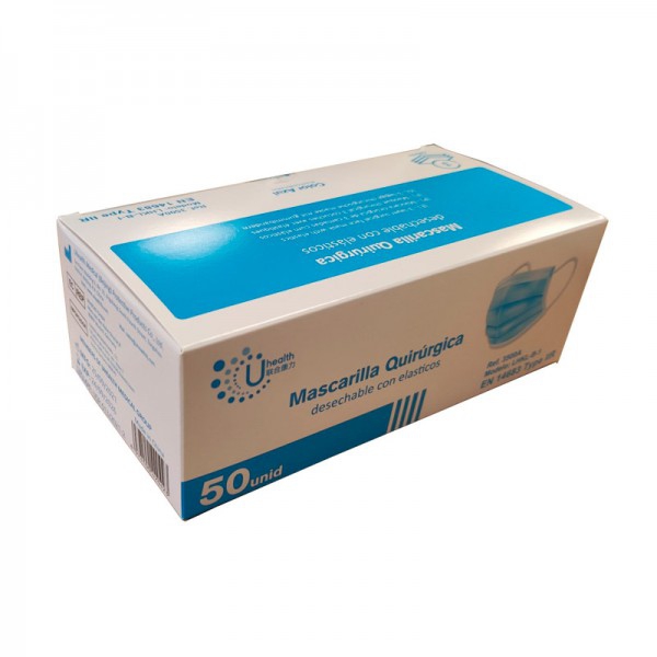 Mascarillas Quirúrgicas alto riesgo 3 capas Tipo IIR (certificación sanitaria). Caja 50 unidades
