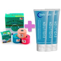 OFERTA PACK VENDAJE TEMTEX: 6rollos vendaje neuromuscular Temtex Kinesiology tape 5cm X 5m + 3cremas Kinefis Evolution 200 cc