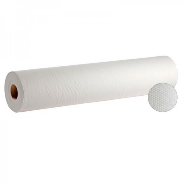 Rollo de papel para camilla, gofrado, natural, una capa (seis unidades)