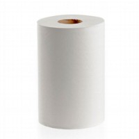 Papel secamanos para dispensador mini-mecha, liso, pasta, dos capas (paquete de 12 uds)