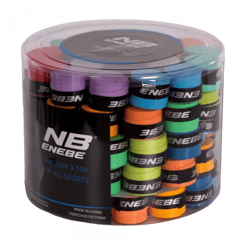 Tarro de overgrips multicolor LISOS ENEBE para palas de pádel: Excelente agarre y control (100 unidades)