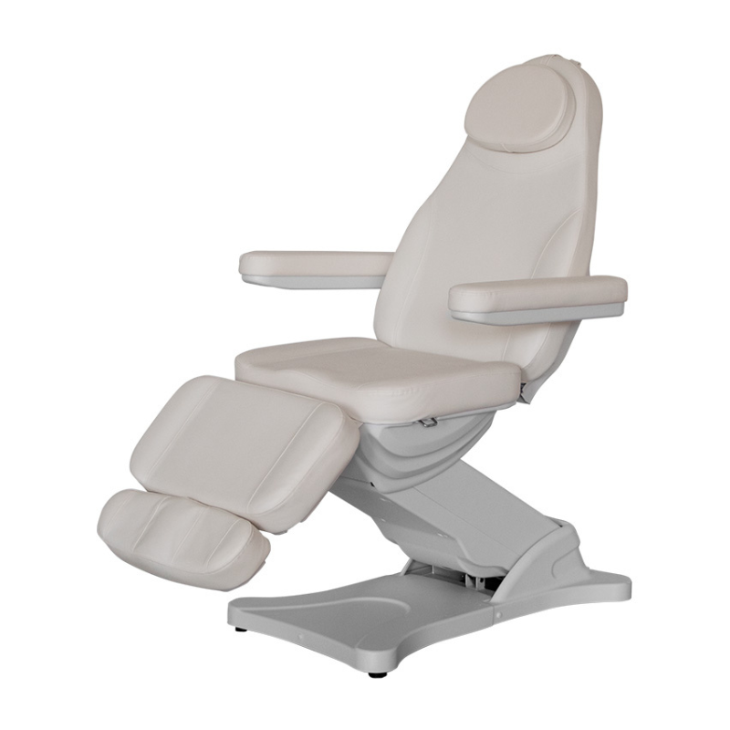 Sillón de estética AURA de 3 secciones con 3 motores que controlan la altura, la inclinación del respaldo y del reposapiés
