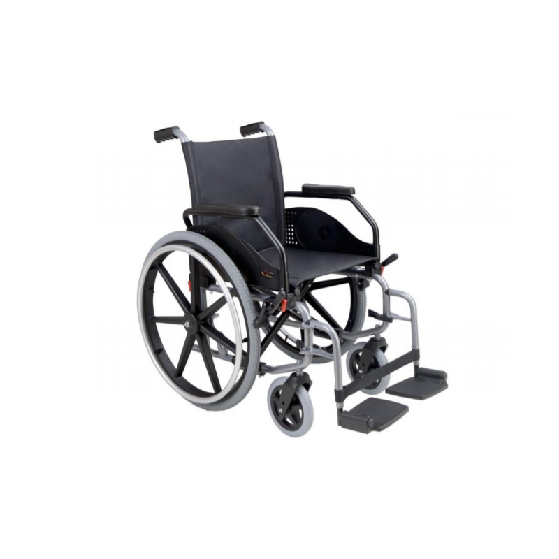 Silla de ruedas Celta: Con botella de oxígeno, percha termoplástica y tapizado en color negro (excp)