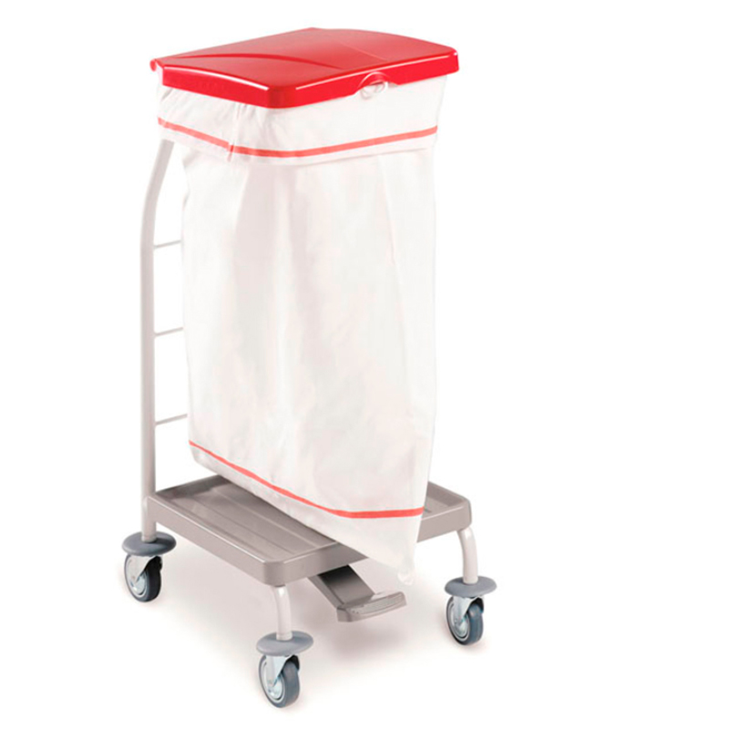 Carro para ropa sucia con tapa y pedal: equipado con 1 saco de 70 ...